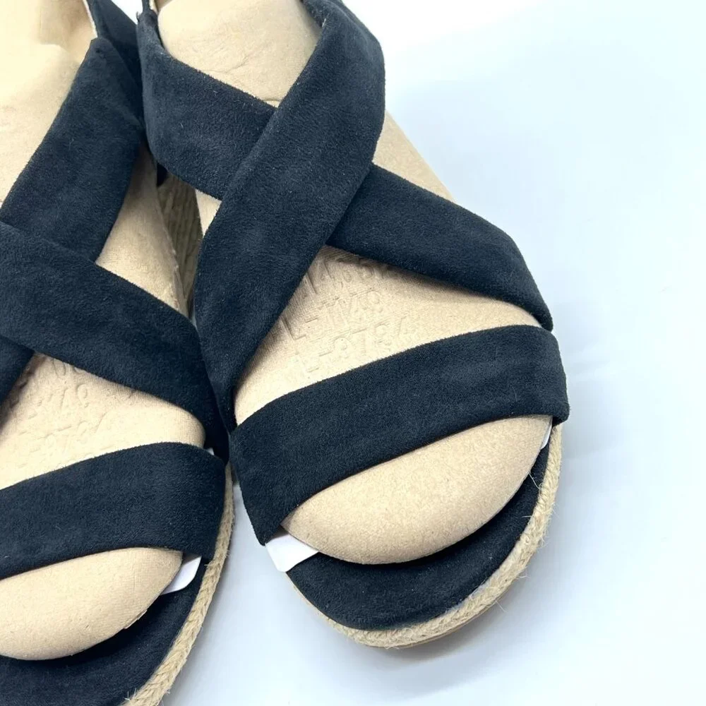 Lifestride Womens Size 9‎ Siesta Black Espadrilles Wedges Sandals Shoes